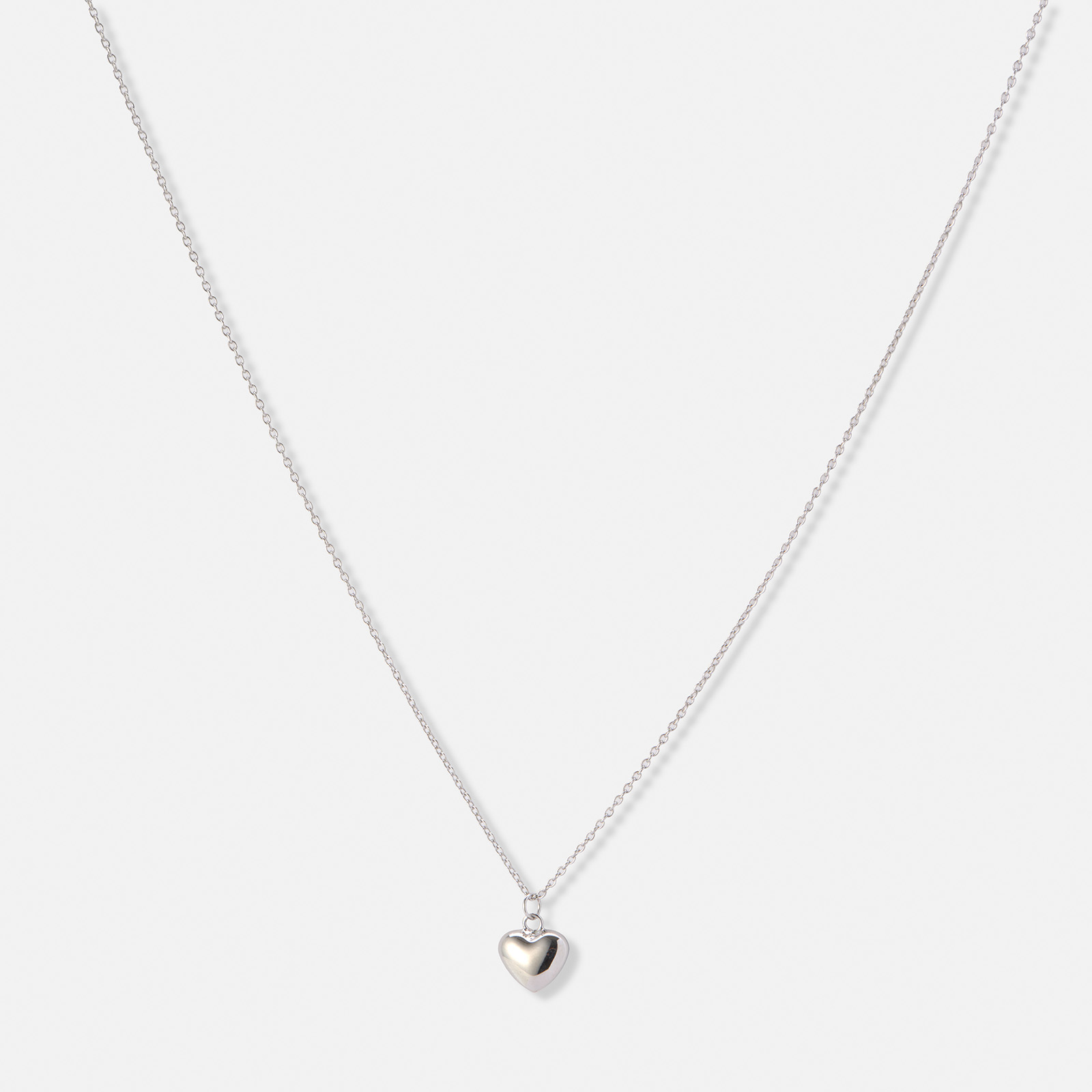 Silverhalsband, kedja med 10 mm hjärta - 42+3cm