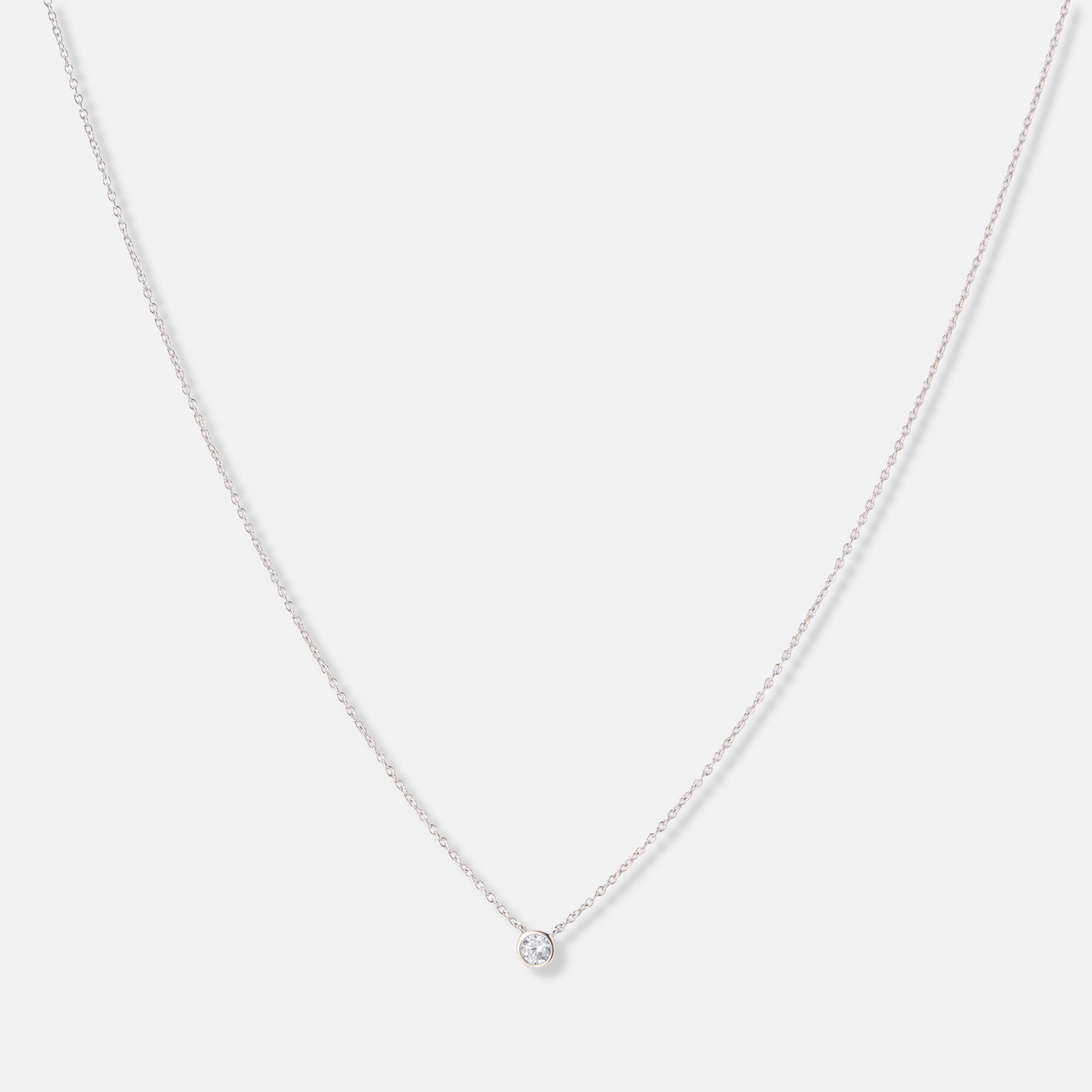 Silverhalsband, solitär vit Kubisk Zirkonia - 42+3cm