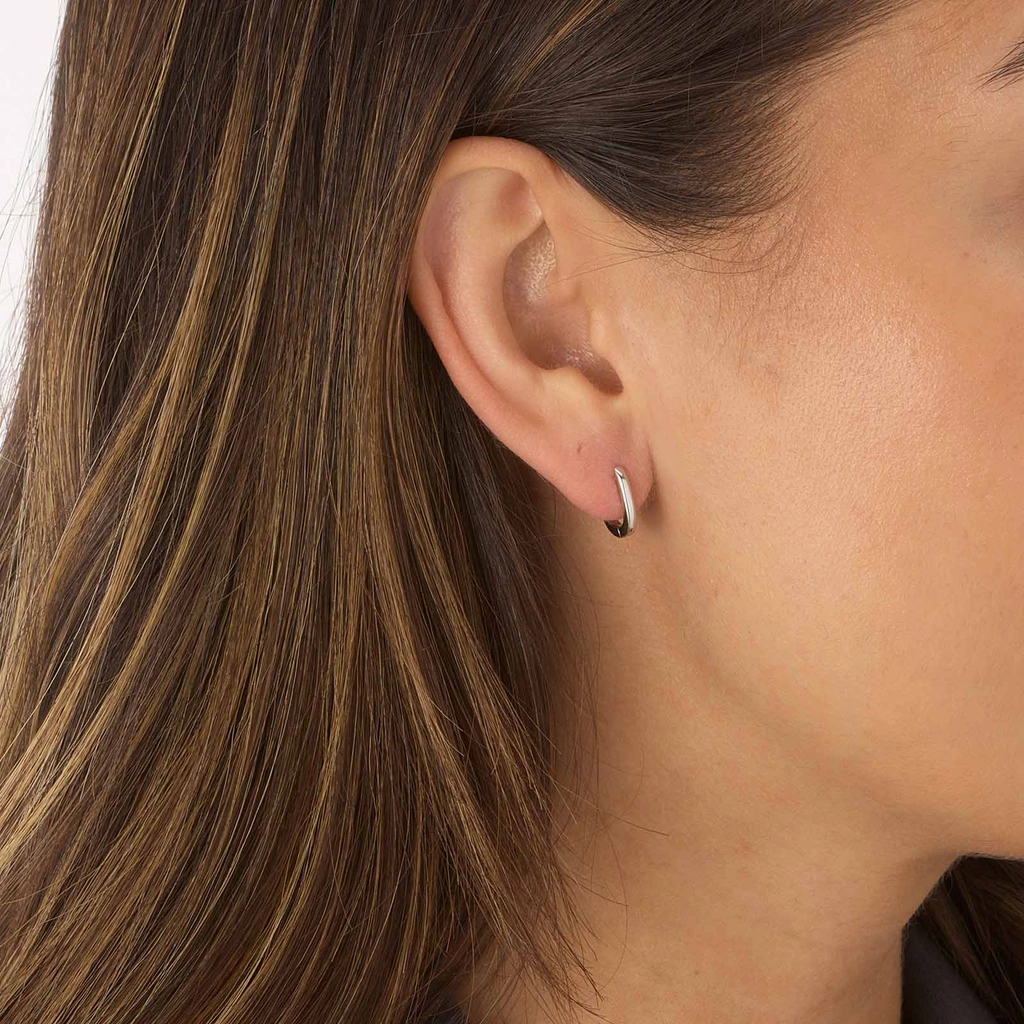 Silverörhängen, rektangulära hoops - 10x12mm