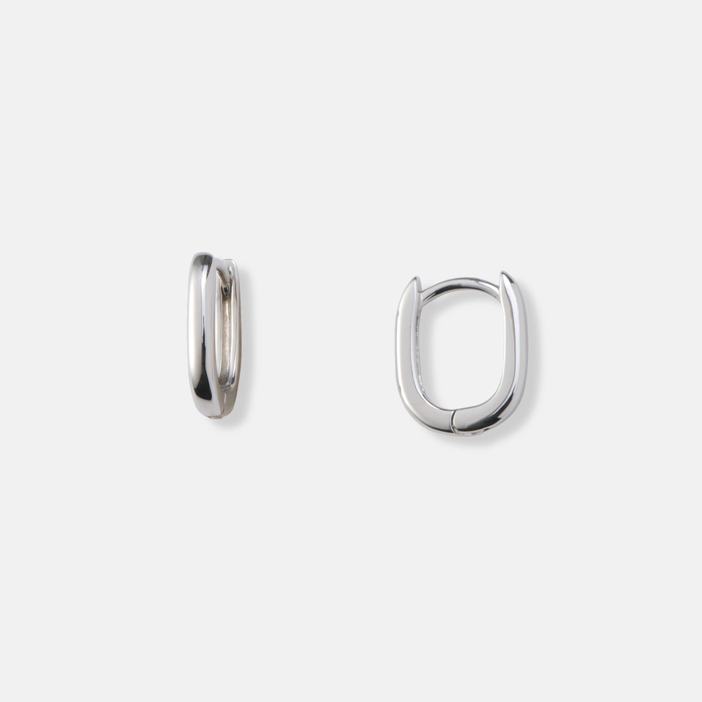 Silverörhängen, rektangulära hoops - 10x12mm
