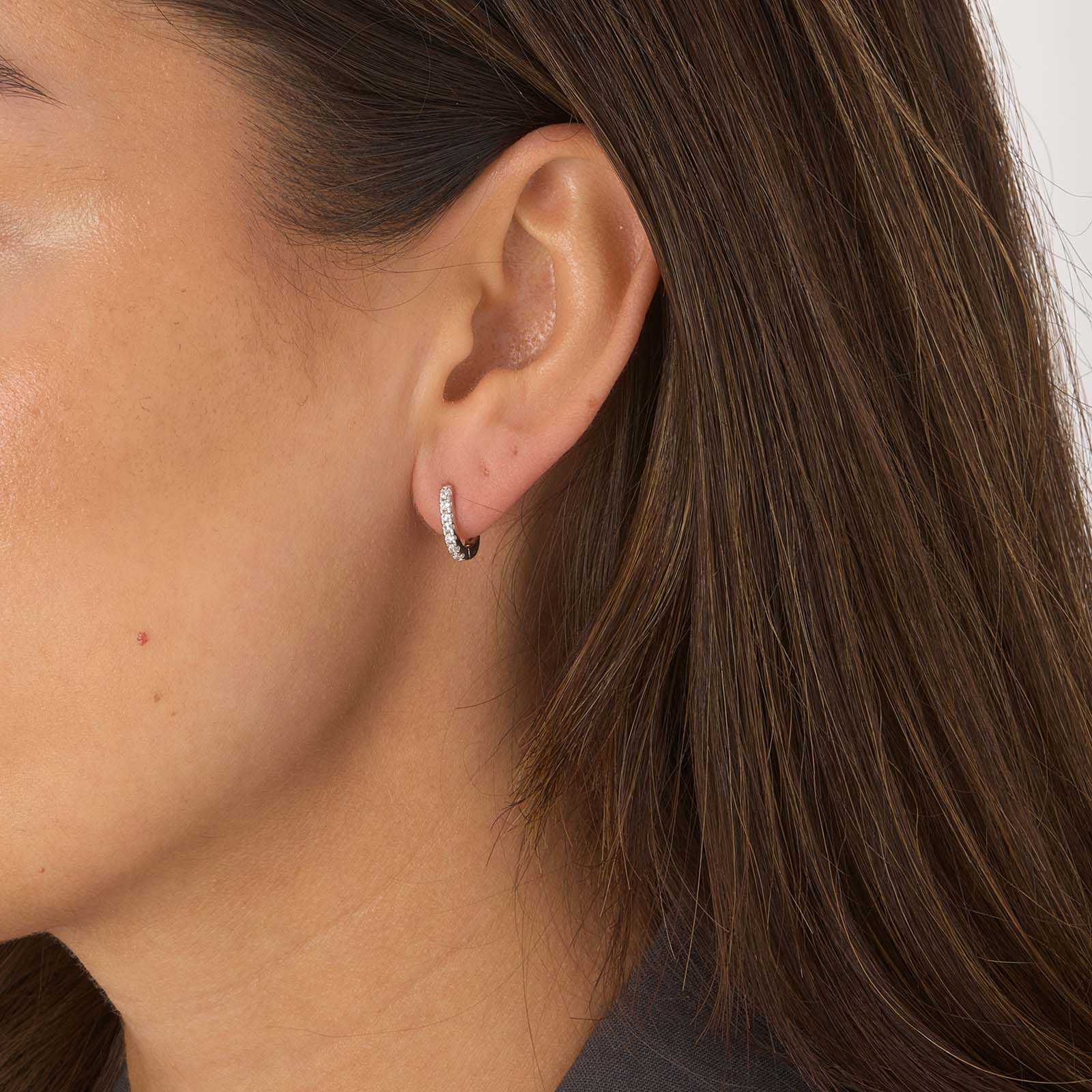 Silverörhängen, rektangulära hoops m stenar - 10x12mm