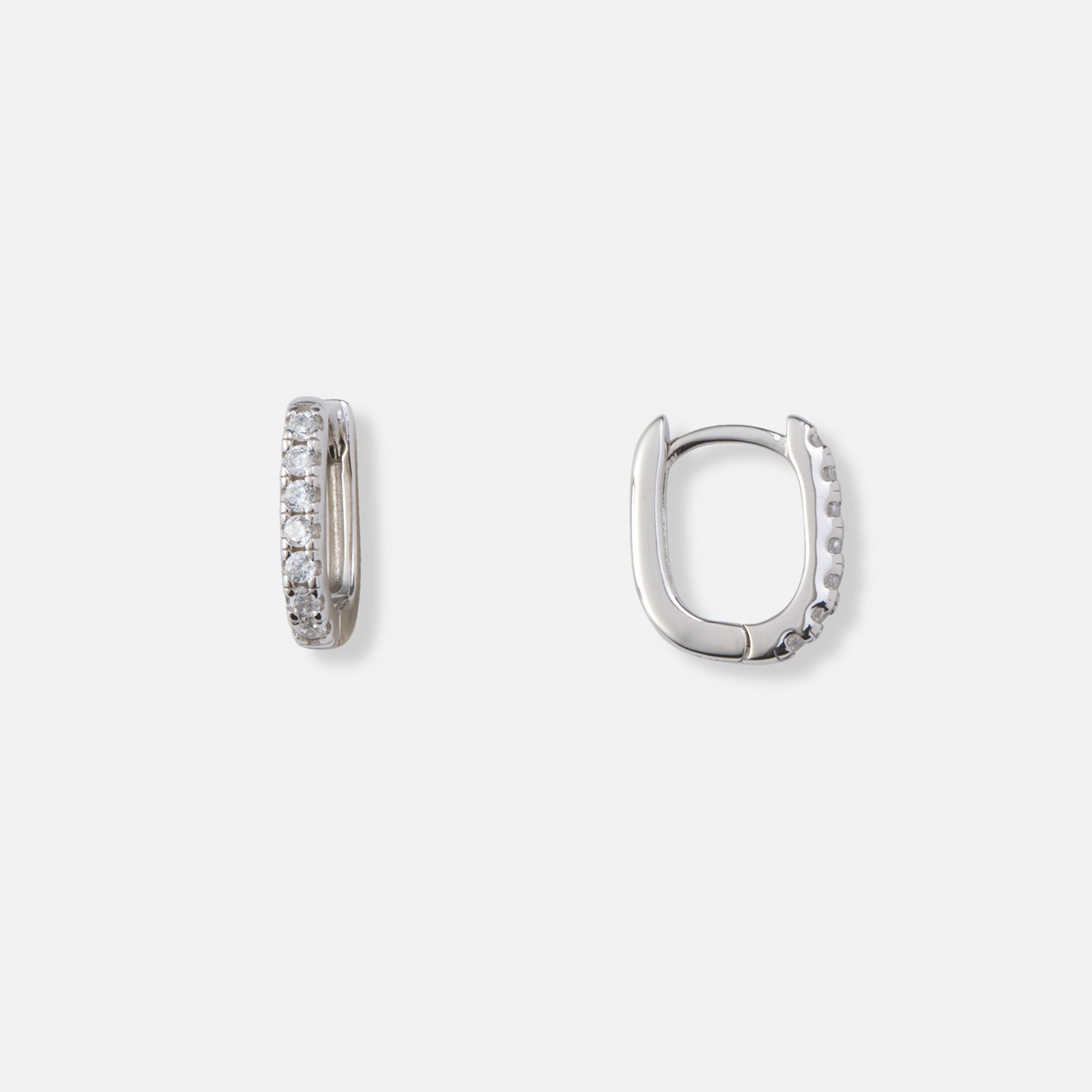 Silverörhängen, rektangulära hoops m stenar - 10x12mm