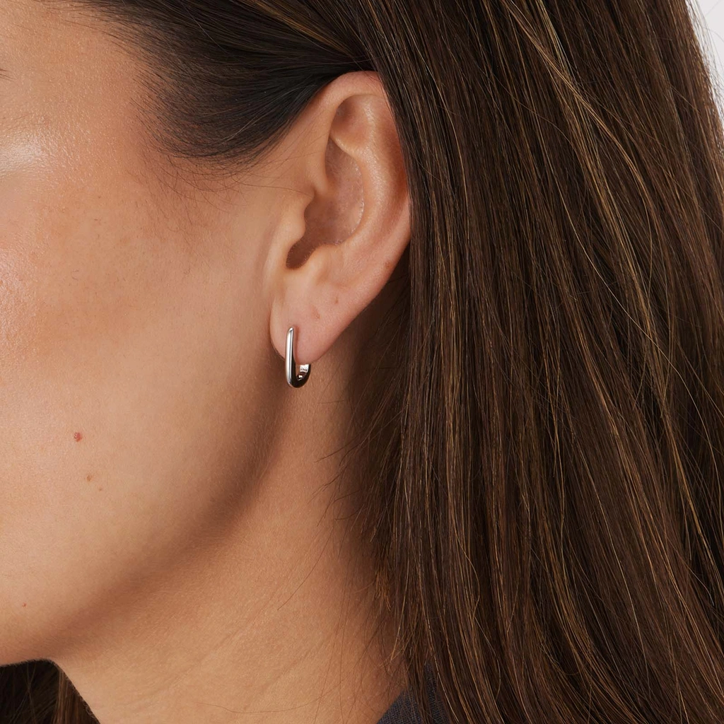 Silverörhängen, rektangulära hoops - 10x14mm