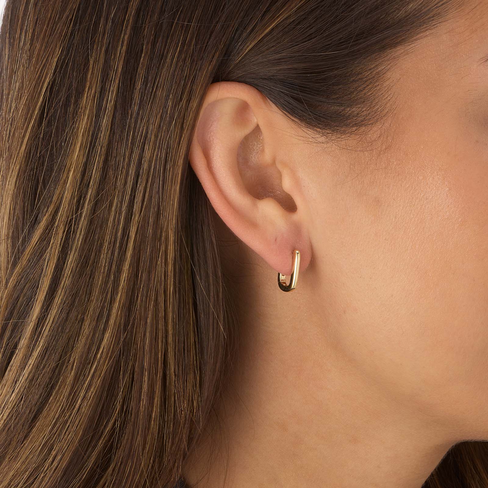 Guldpläterade silverörhängen, rektangulära hoops - 10x14mm