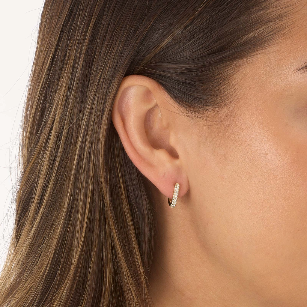 Guldpläterade silverörhängen, rektangulära hoops m stenar - 10x14mm