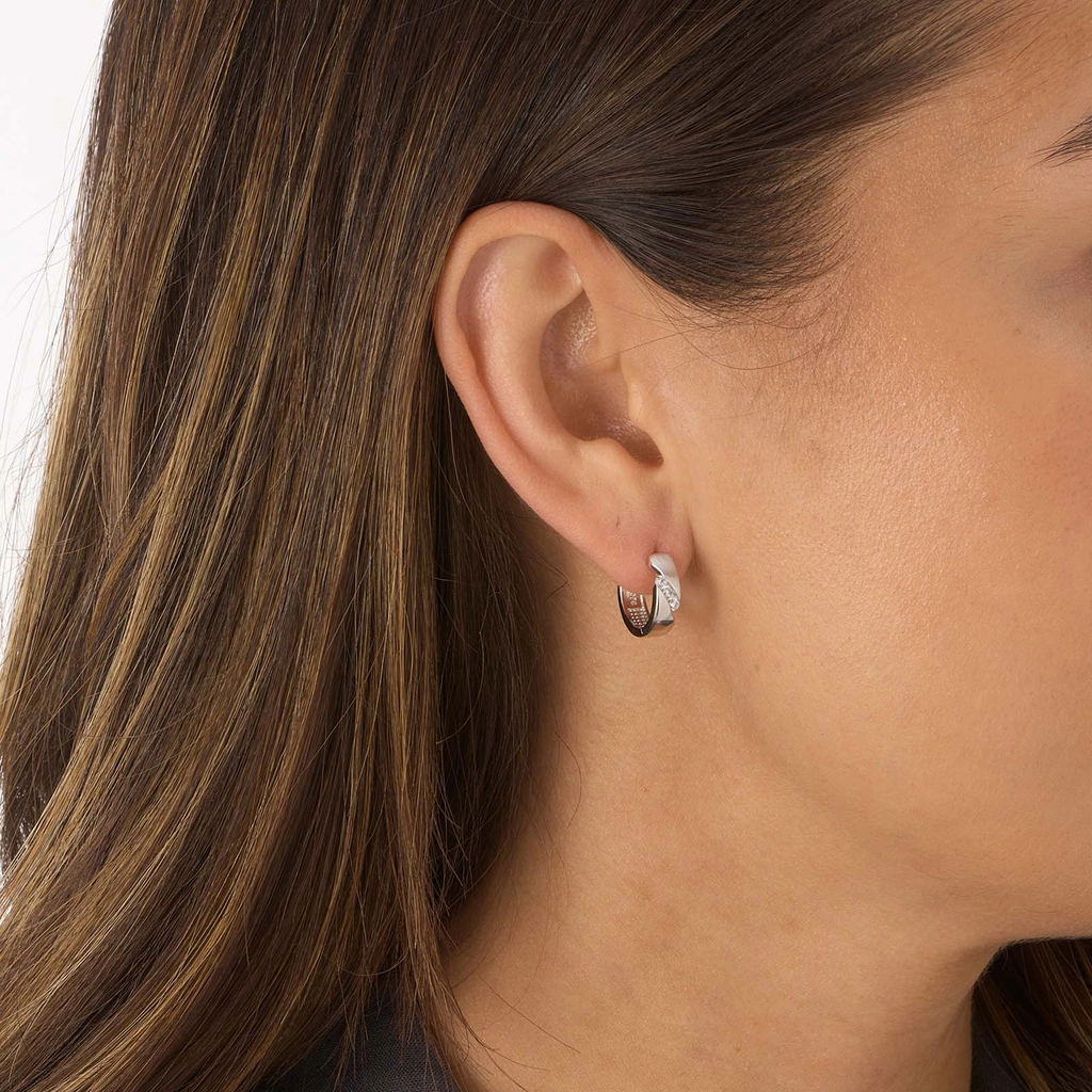 Silverörhängen, hoops matt & blank, 3 stenar