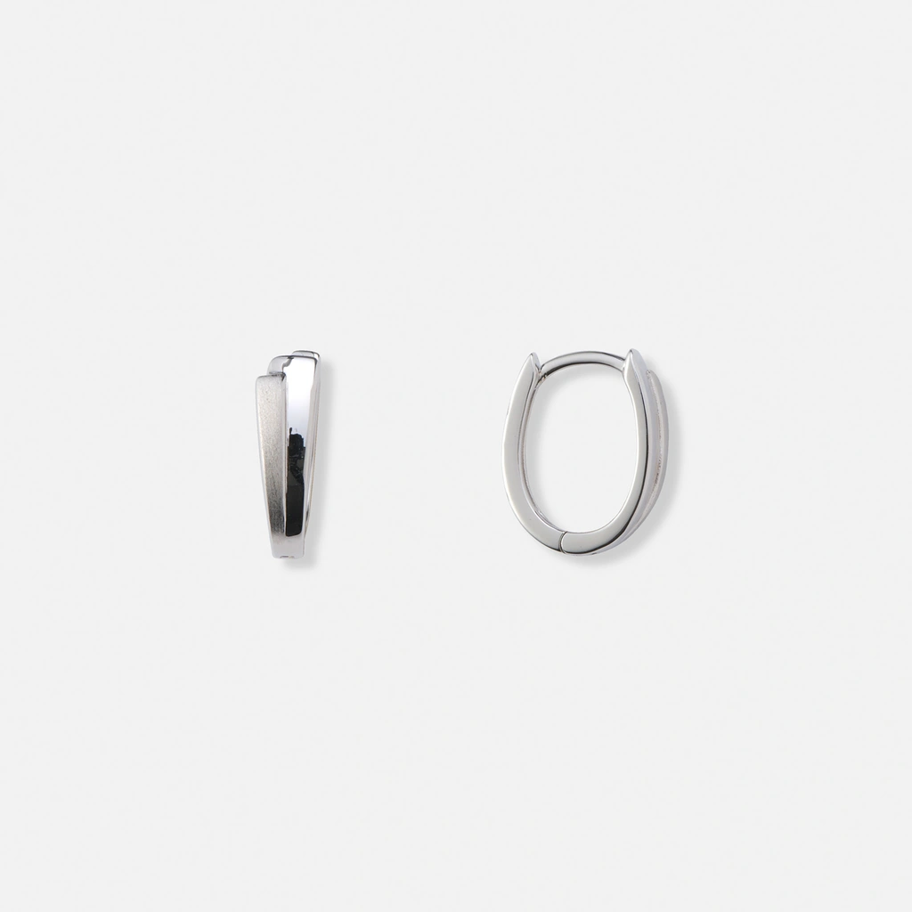 Silverörhängen, hoops matt & blank - 12x15mm