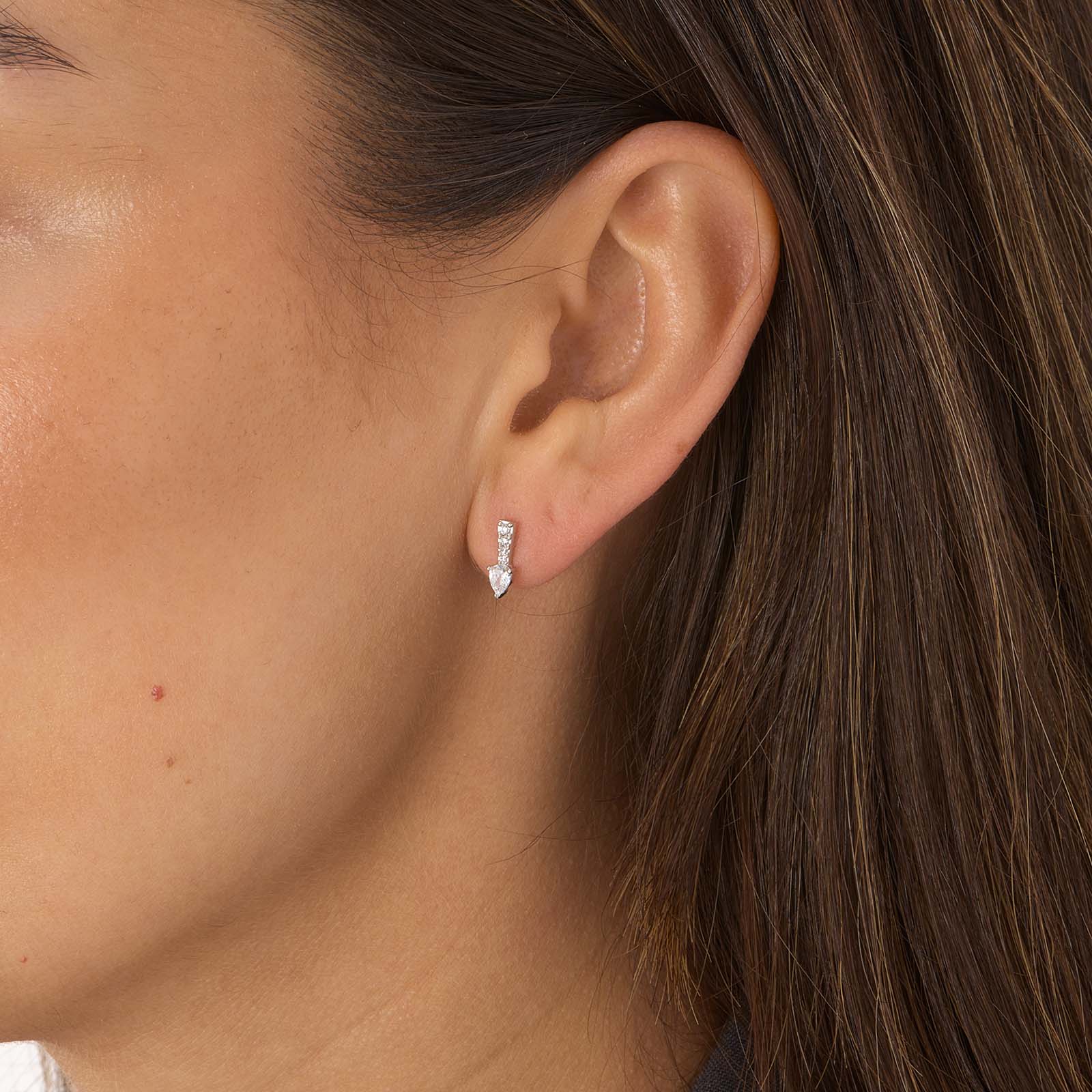 Silverörhängen, studs pil med Kubisk Zirkonia