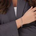 Stålarmband, bangle med hjärtan och stenar - 61mm omkrets