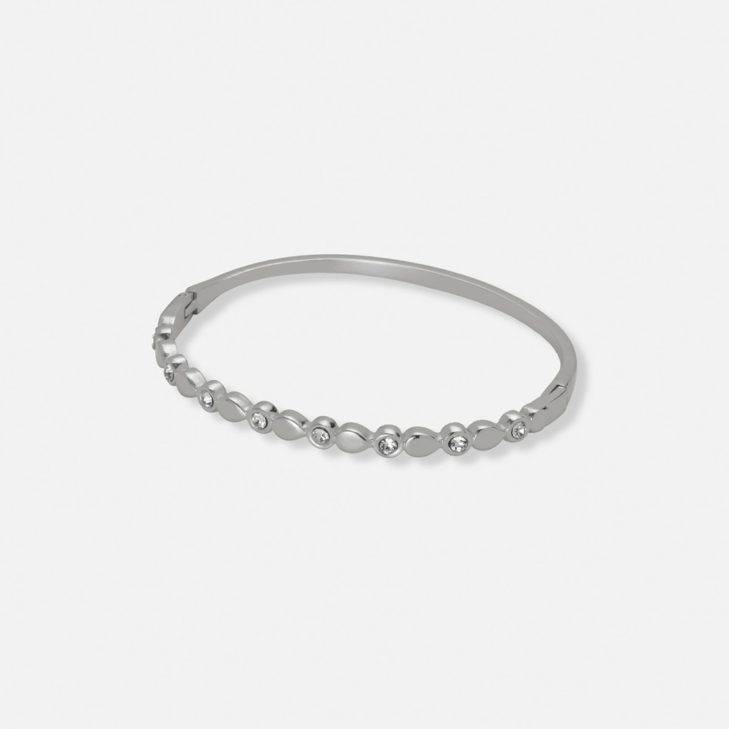 Stålarmband, bangle med droppar och stenar