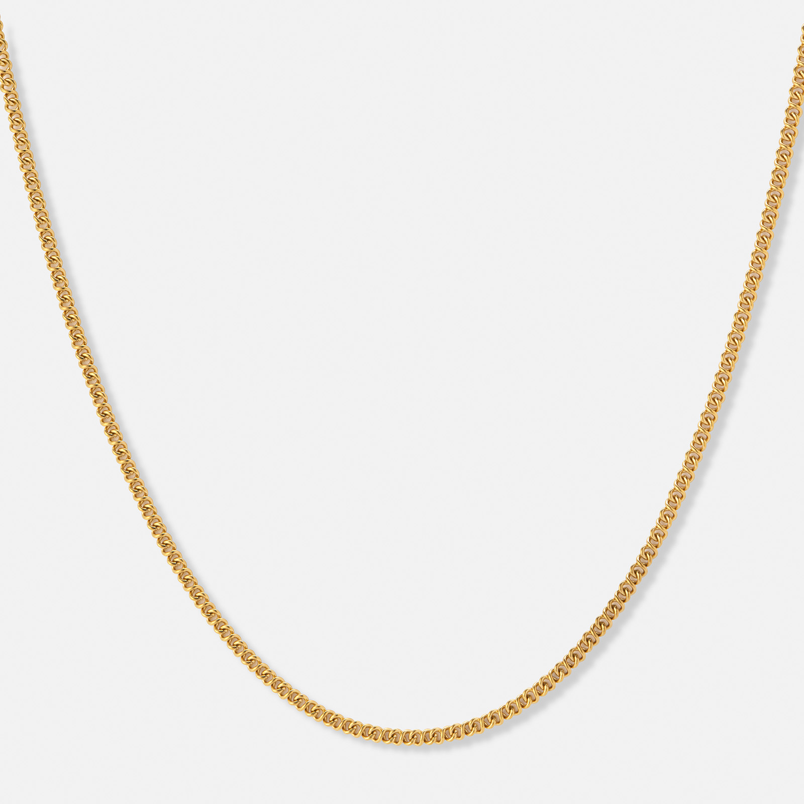Guldpläterat stålhalsband 3mm pansarkedja - 50+5cm