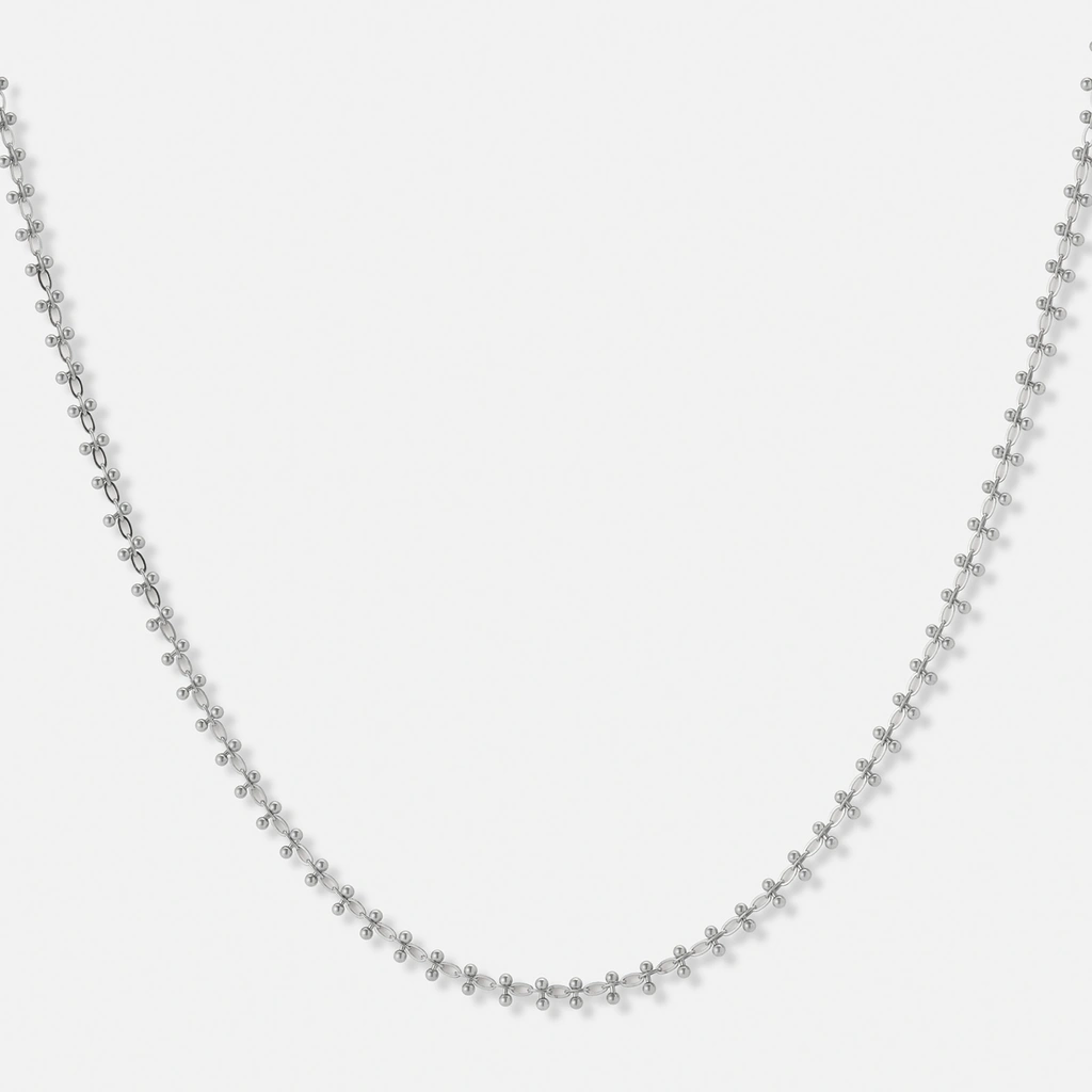 Stålhalsband, länk med kulor - 40+5cm