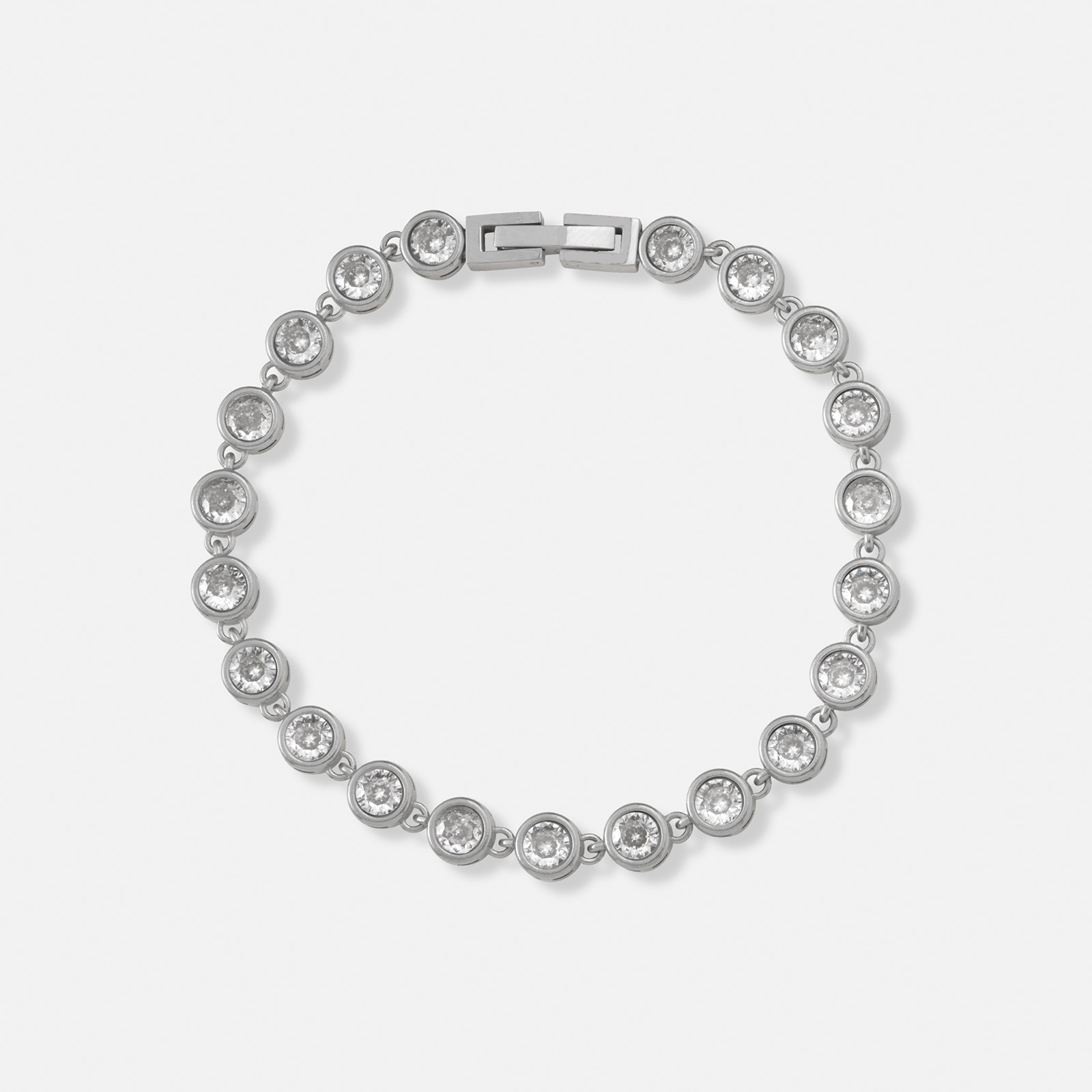 Stålarmband med runda Kubisk Zirkonia - 17,5cm