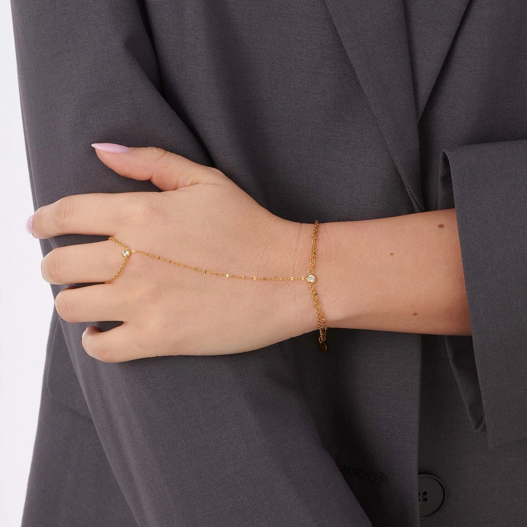 Ringarmband i guldpläterat stål - 16+3cm