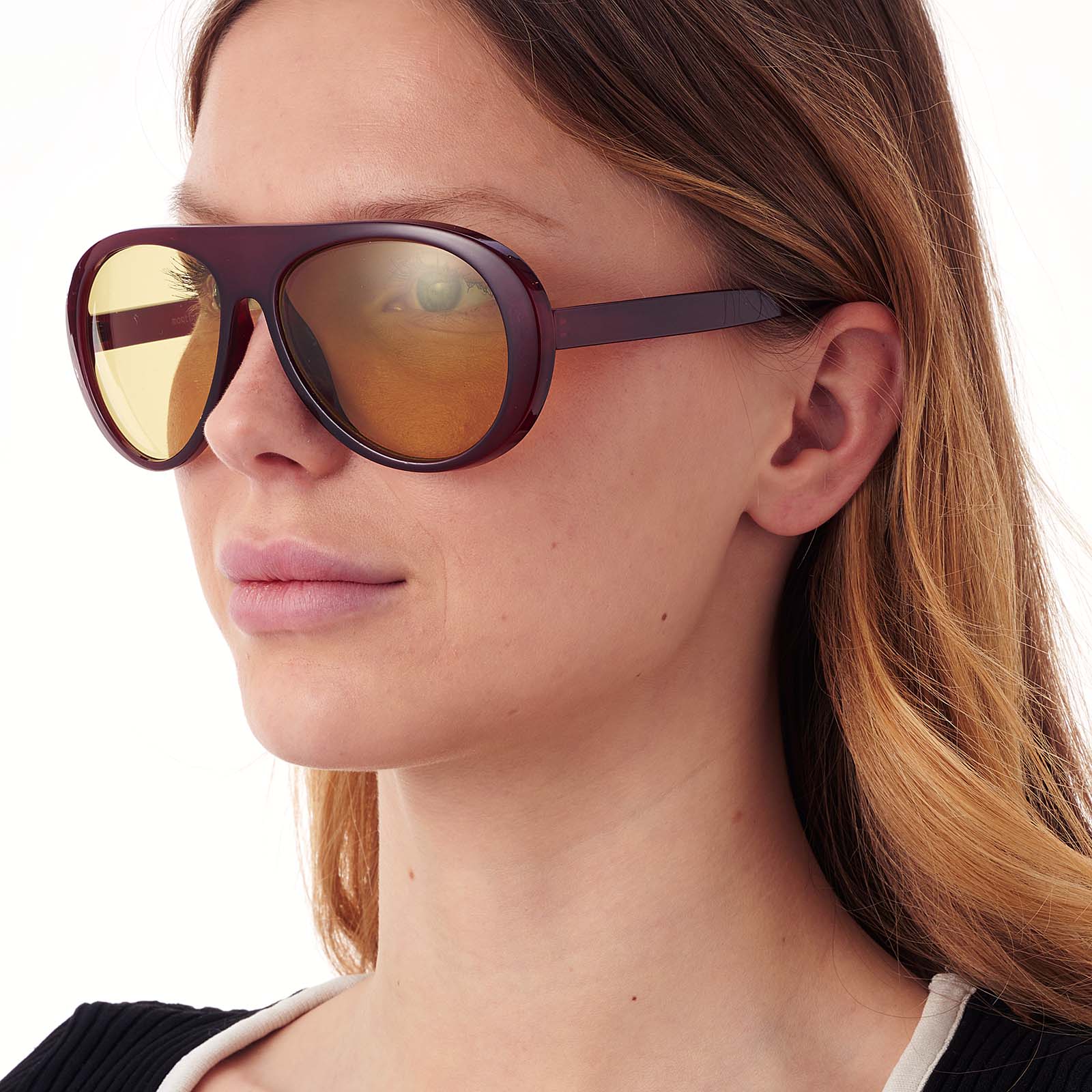 Solglasögon retro Pilot, vinröd/brun