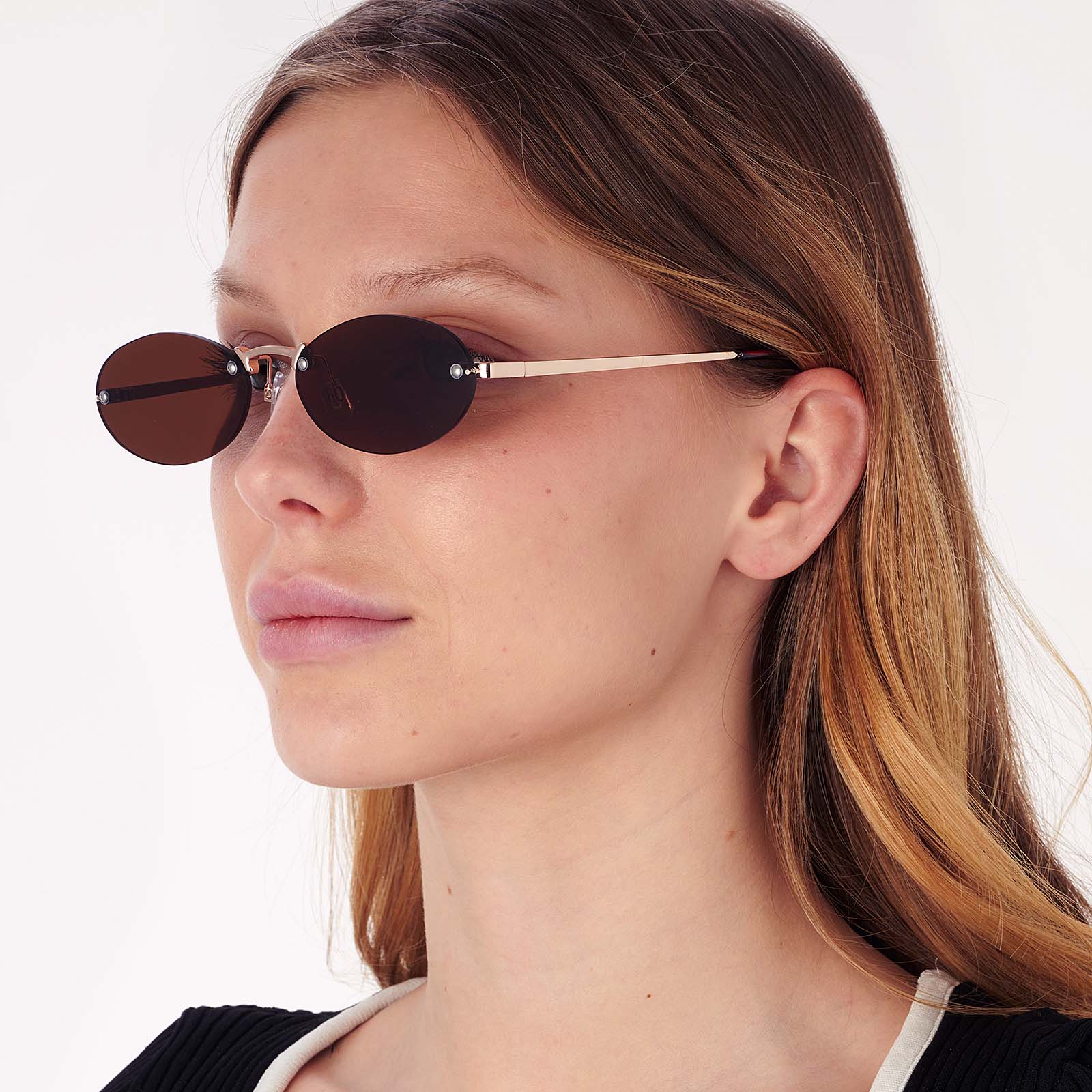 Solglasögon utan ram, guld/brun