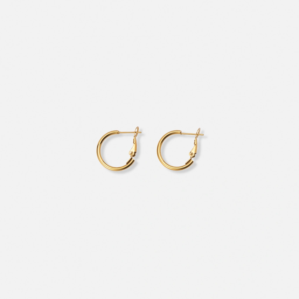 Guldpläterade stålörhängen, runda hoops - 20mm