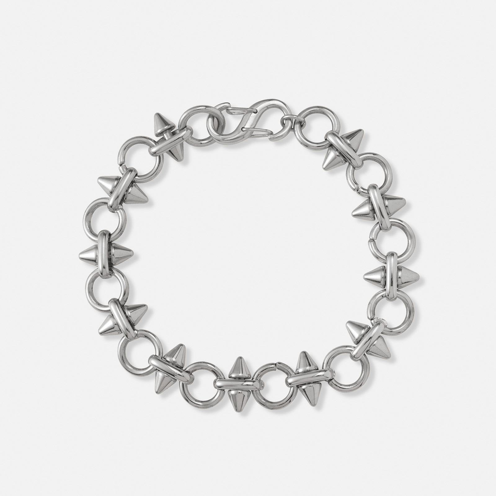 Stålarmband med nitar och ringar - 22cm