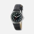 Regal barnklocka, svart tavla & läderband - 29mm