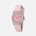 Regal barnklocka, rosa tavla & läderband - 29mm