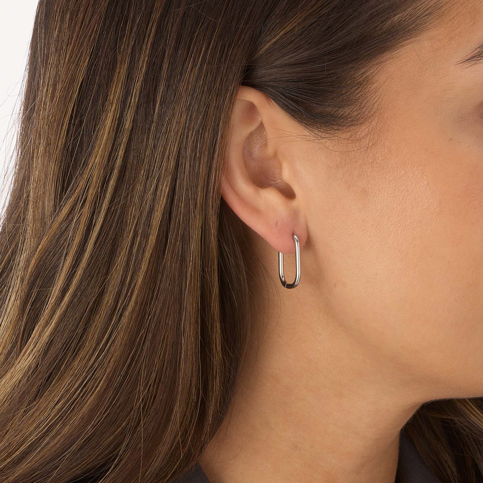 Stålörhängen, ovala hoops - 12x21mm