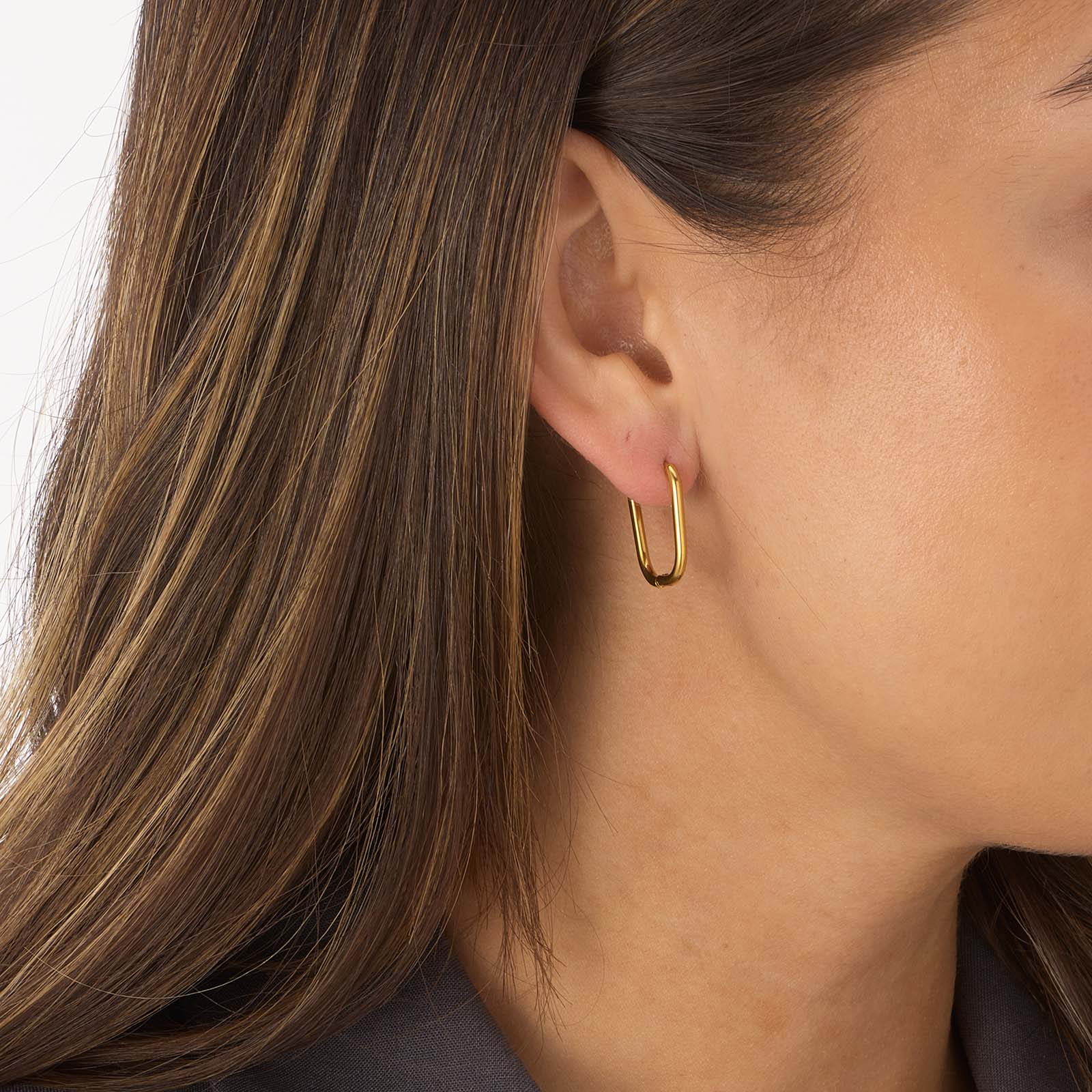 Guldpläterade stålörhängen, ovala hoops - 12x21mm