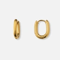 Guldpläterade stålörhängen, ovala hoops - 13x16mm