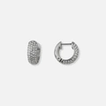 Stålörhängen, hoops med 5 rader Kubisk Zirkonia - 14mm