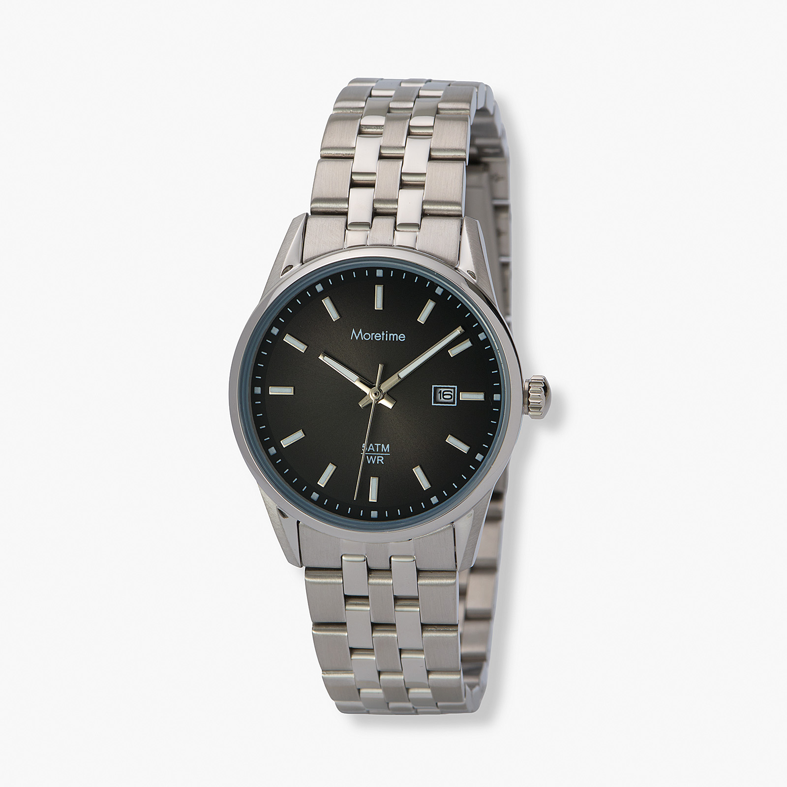 Moretime damklocka - metallband, stål/svart, 27mm