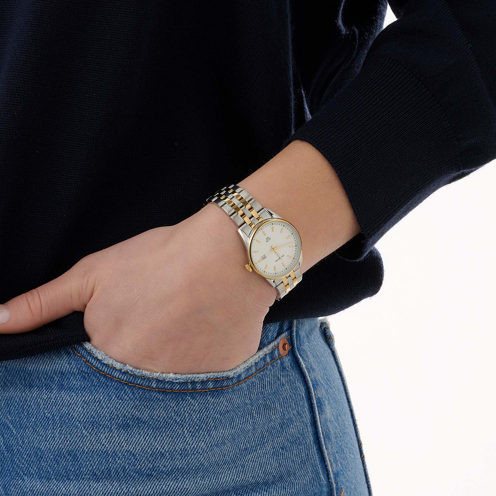 Moretime damklocka - metallband, stål/bicolor, 27mm