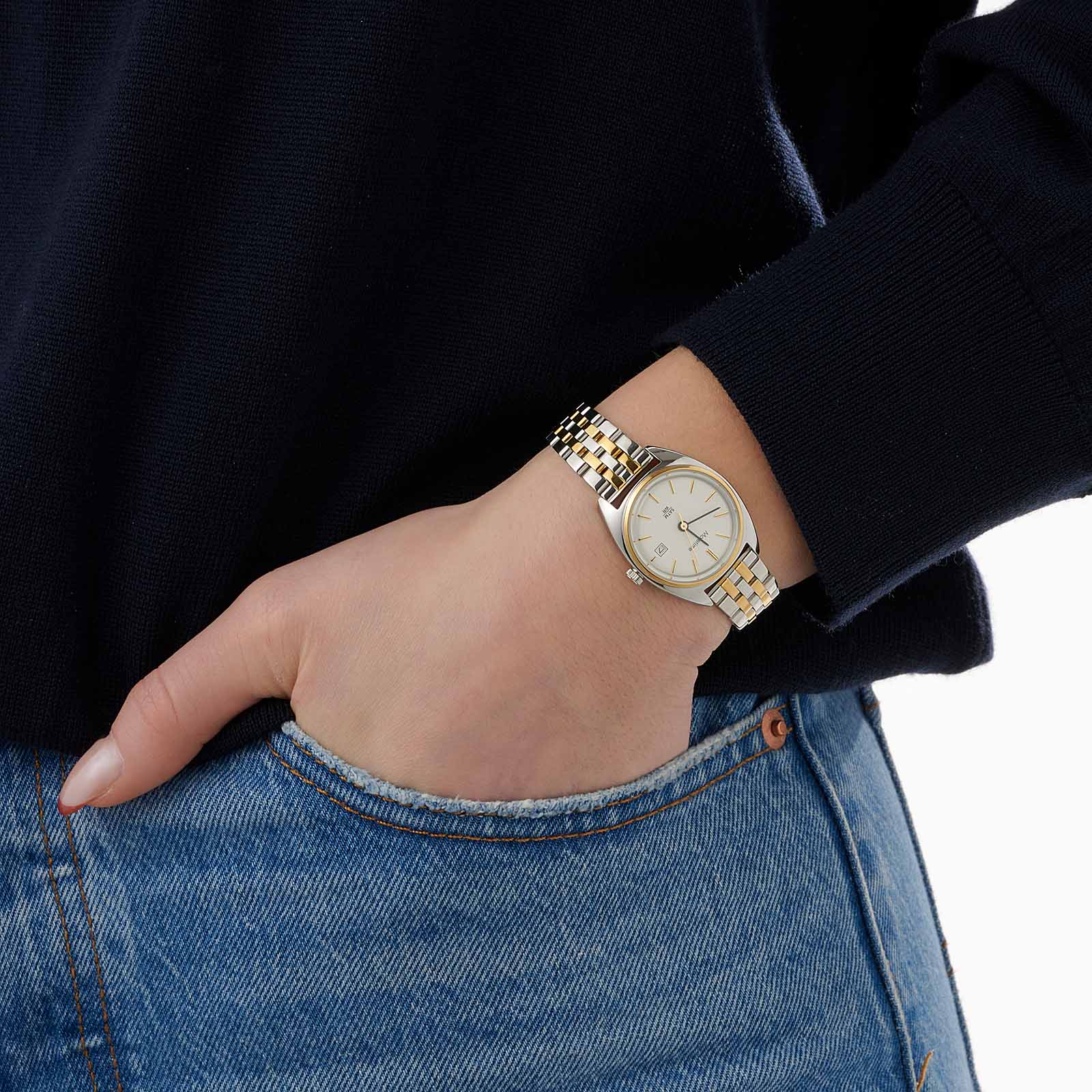 Moretime damklocka - retro, stål/bicolor, 27mm