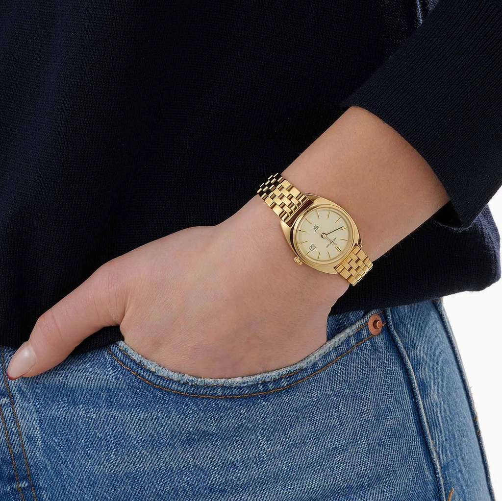 Moretime damklocka - retro, guld/champagne, 27mm