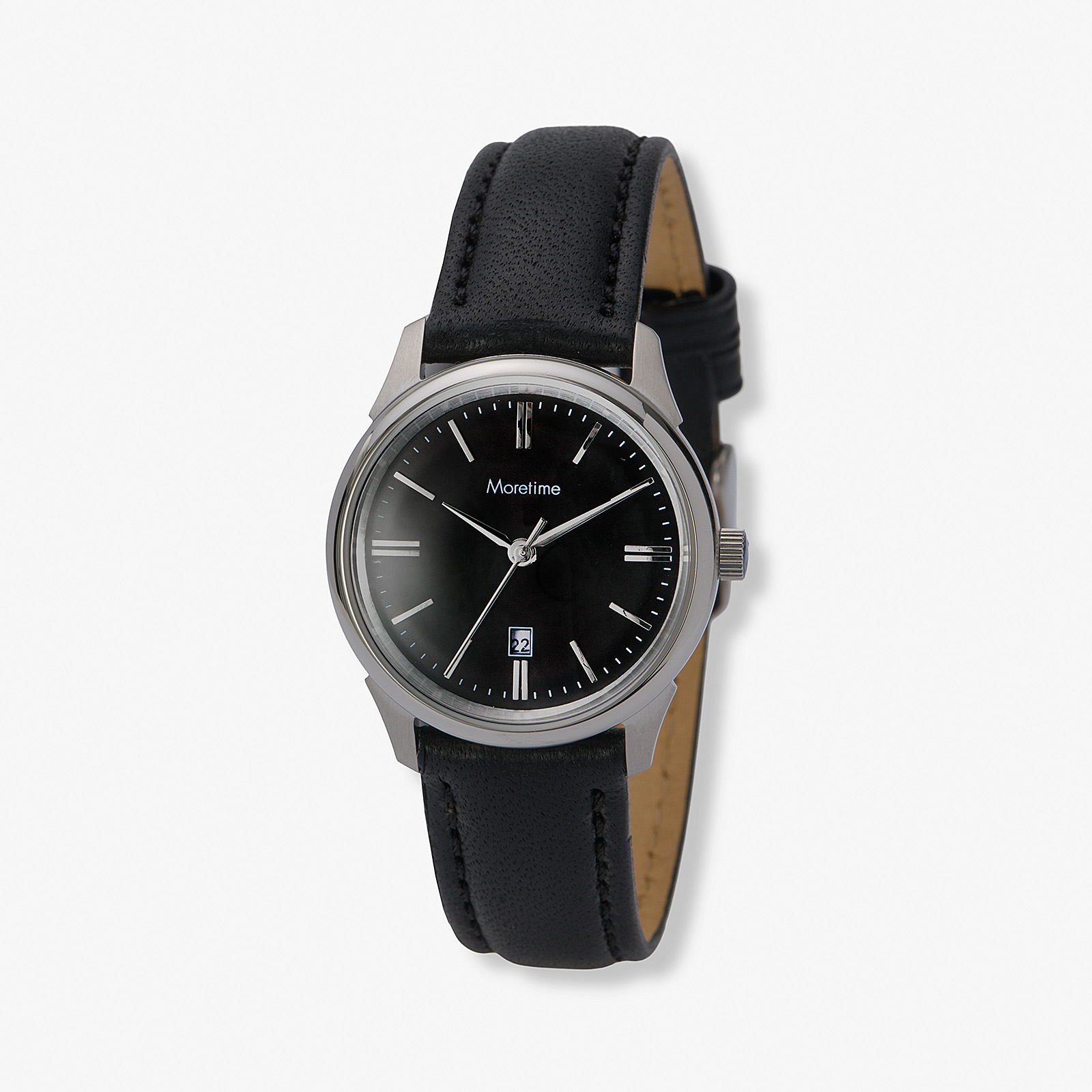 Mortime damklocka läderband - svart/svart 30mm