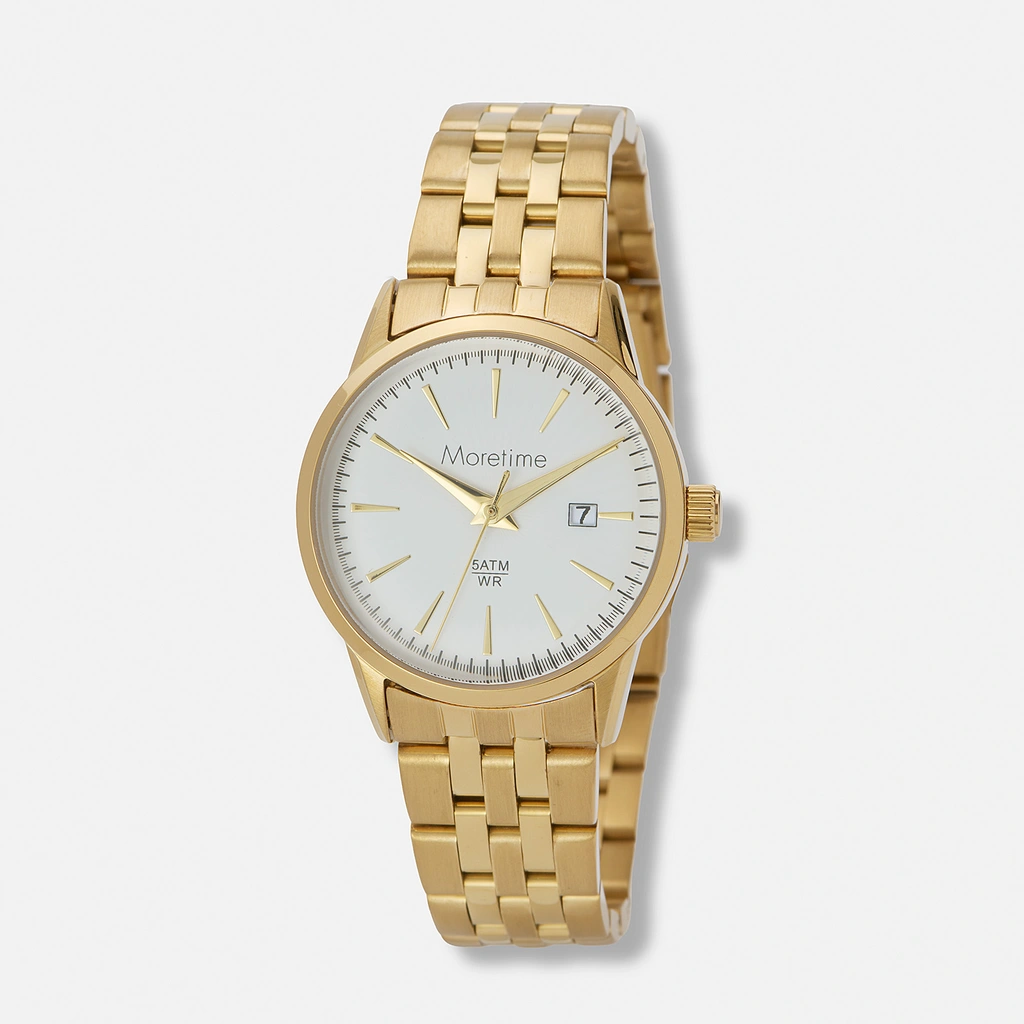 Mortime damklocka metall - guld/vit 27mm