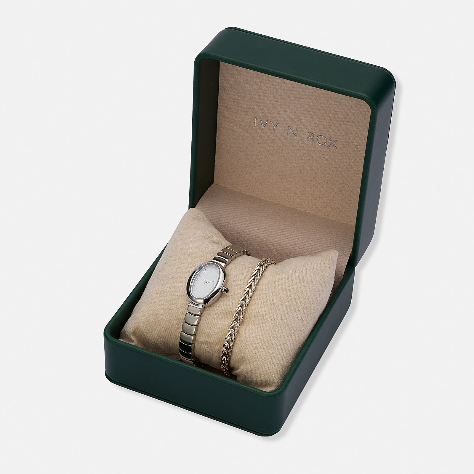 Ivy N Rox Viva  klockset, oval silver/vit - 22mm
