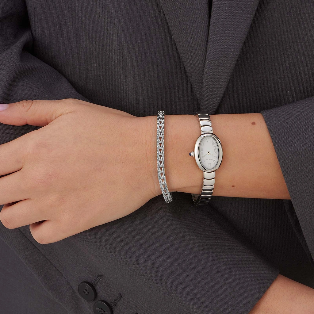 Ivy N Rox Viva  klockset, oval silver/vit - 22mm