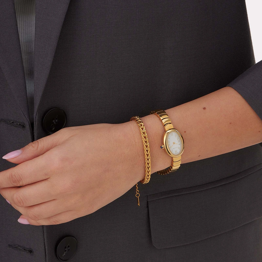 Ivy N Rox Viva  klockset, oval guld/vit - 22mm