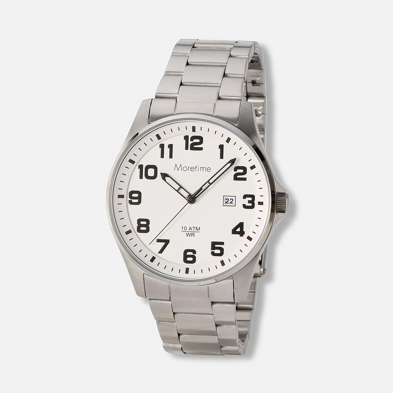 Moretime herrklocka metallband stål/vit - 42 mm