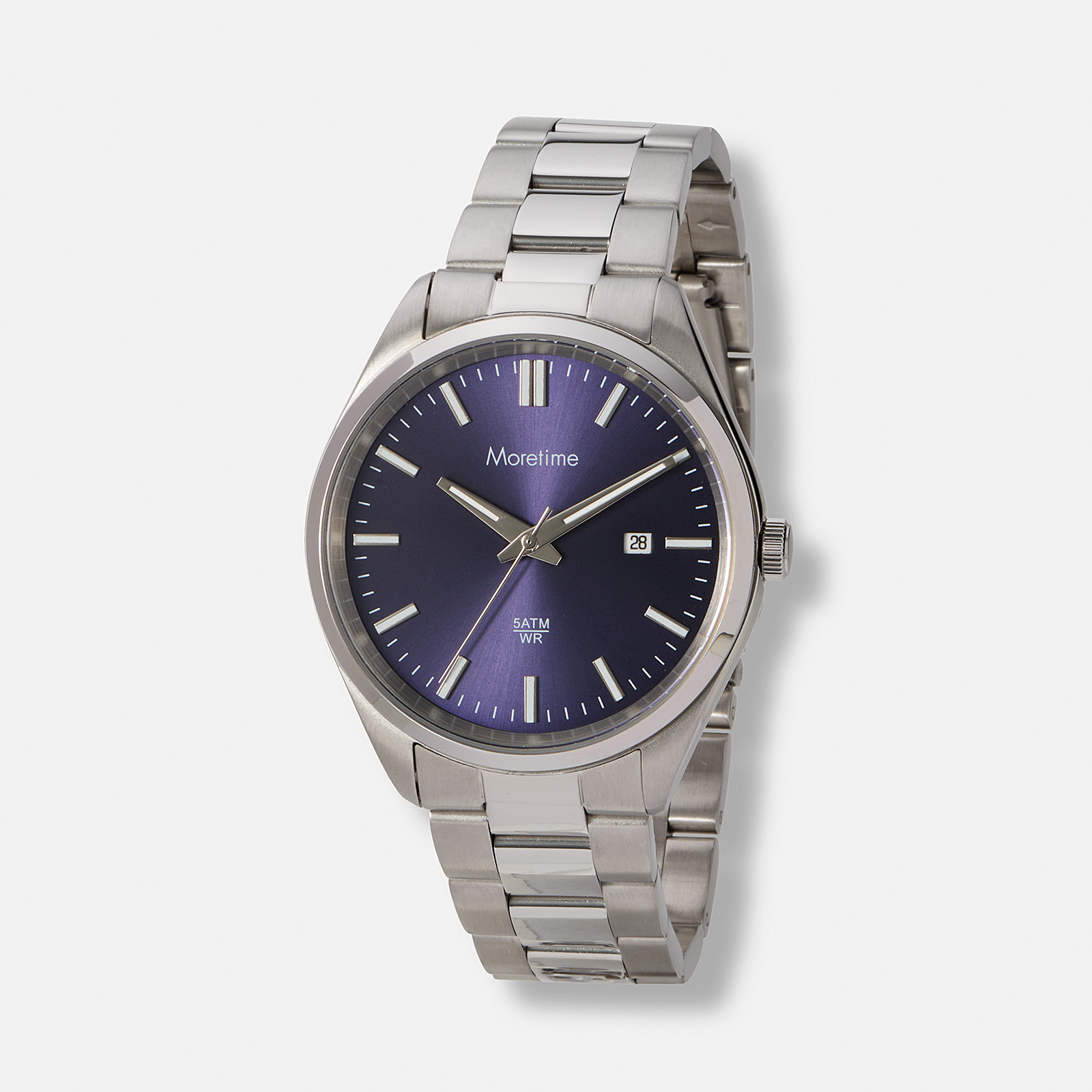 Moretime herrklocka metallband stål/blå - 40 mm