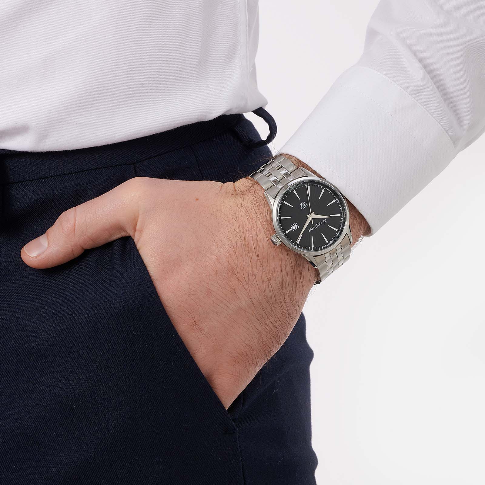 Moretime herrklocka metall stål/svart - 38 mm