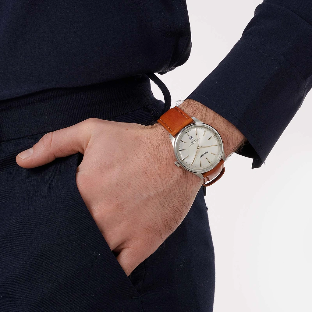 Moretime herrklocka läderband brun/vit - 40 mm
