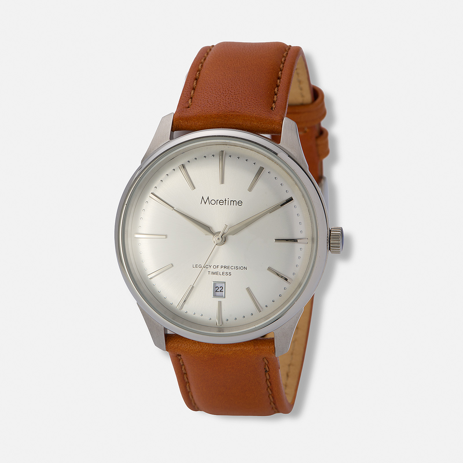 Moretime herrklocka läderband brun/vit - 40 mm