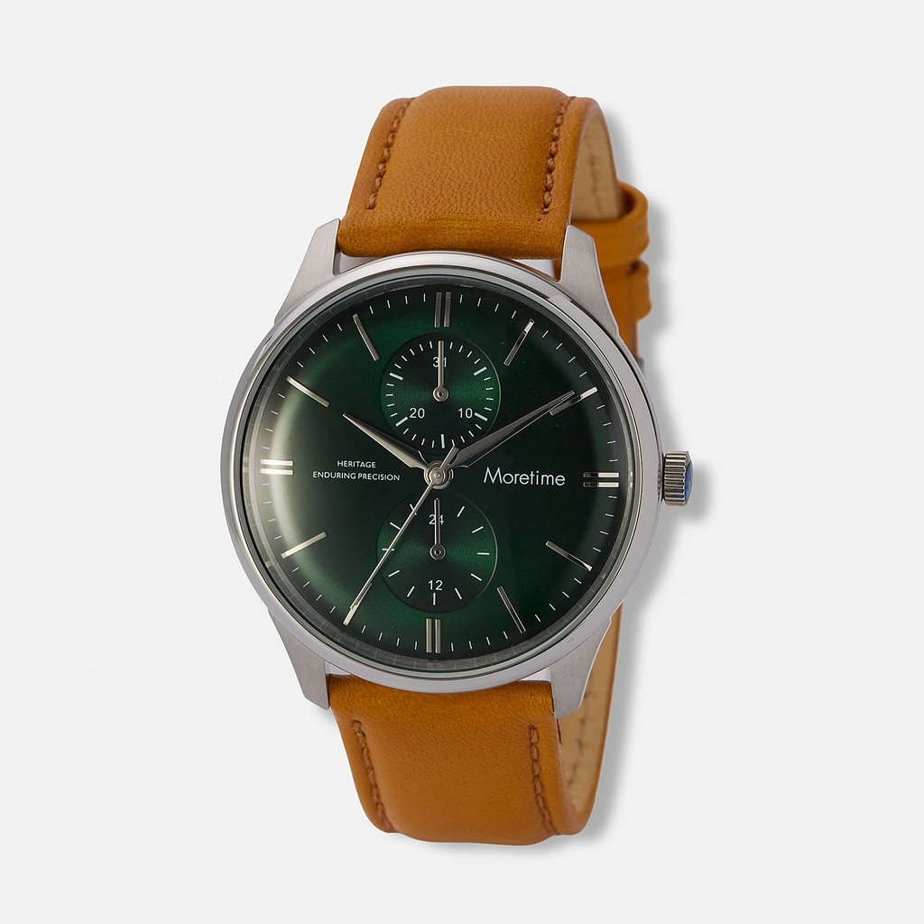 Moretime herrklocka multifunction brun/grön - 40 mm