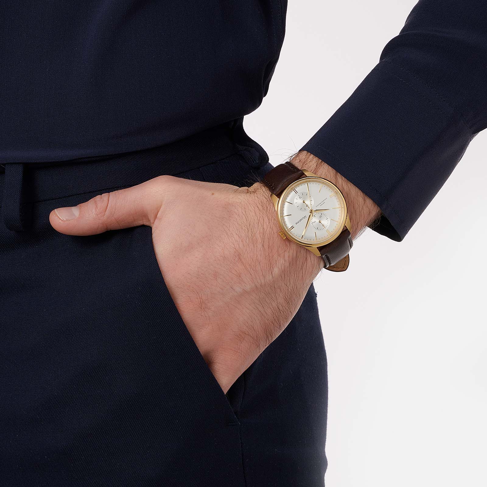 Moretime herrklocka multifunction guld/vit - 40 mm