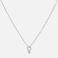 Silverfärgat halsband, cirkel med hängande kristall – 42+7 cm