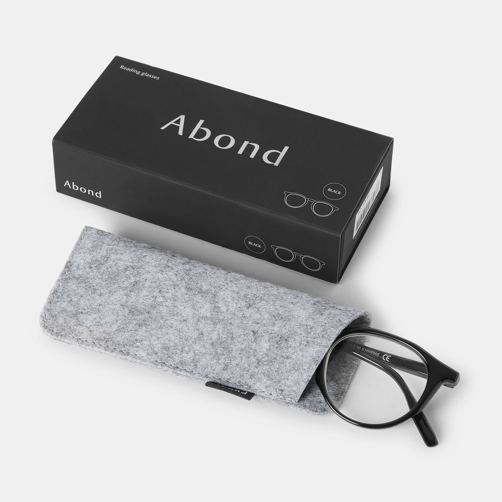Svarta läsglasögon Round +2,5