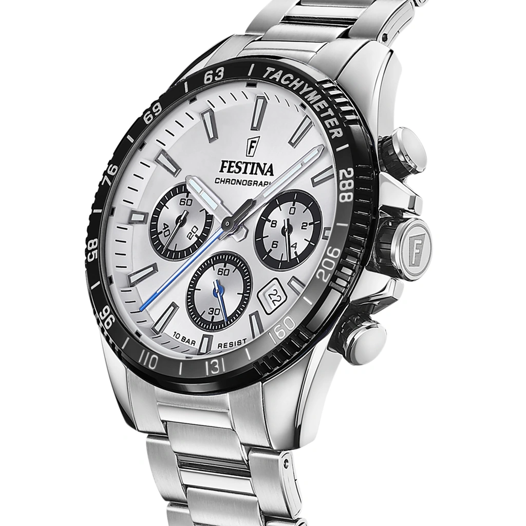 Festina Timeless Chronograph herr silver/stål, metallband - F20560/1