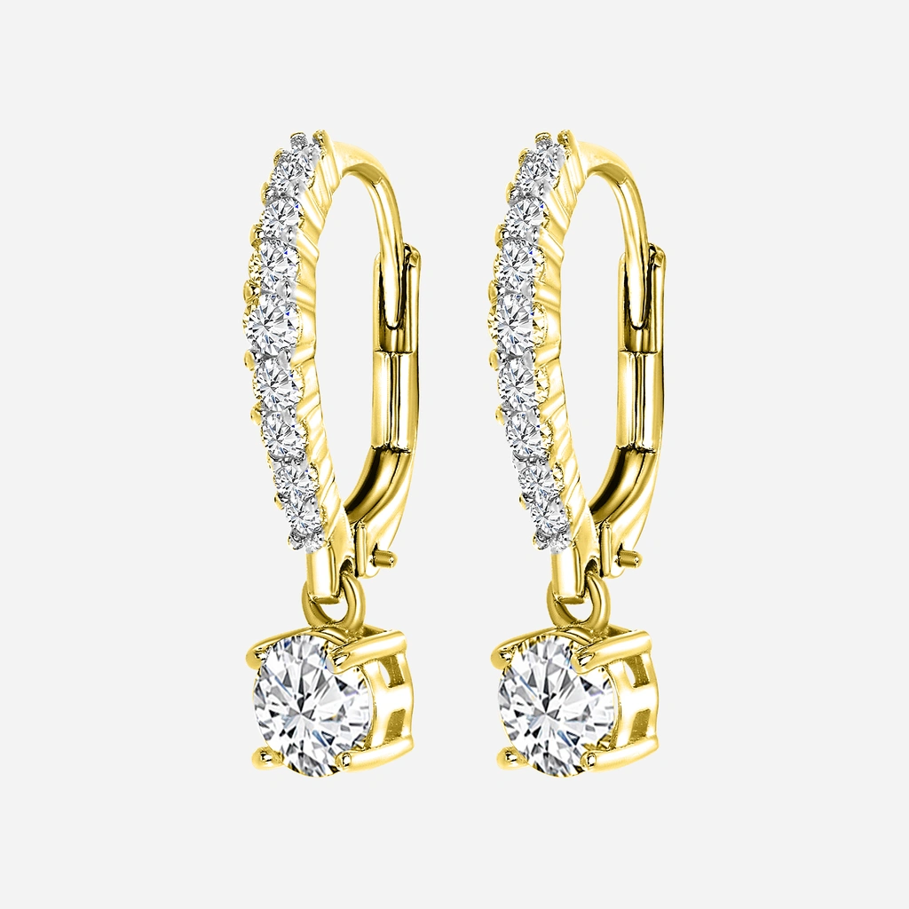 Örhängen i guldpläterat silver - rund med Kubisk Zirkonia 15,5 mm