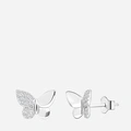 Örhängen i rhodinerat silver - fjäril med Kubisk Zirkonia 10 mm