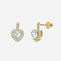 Örhängen i guldpläterat silver - hjärta halo med Kubisk Zirkonia 14,3 mm